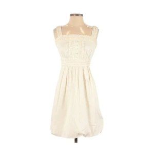 BCBG MaxAzria Bubble Hem Ivory Dress with Pockets, Ruffle Details and Bow, XS